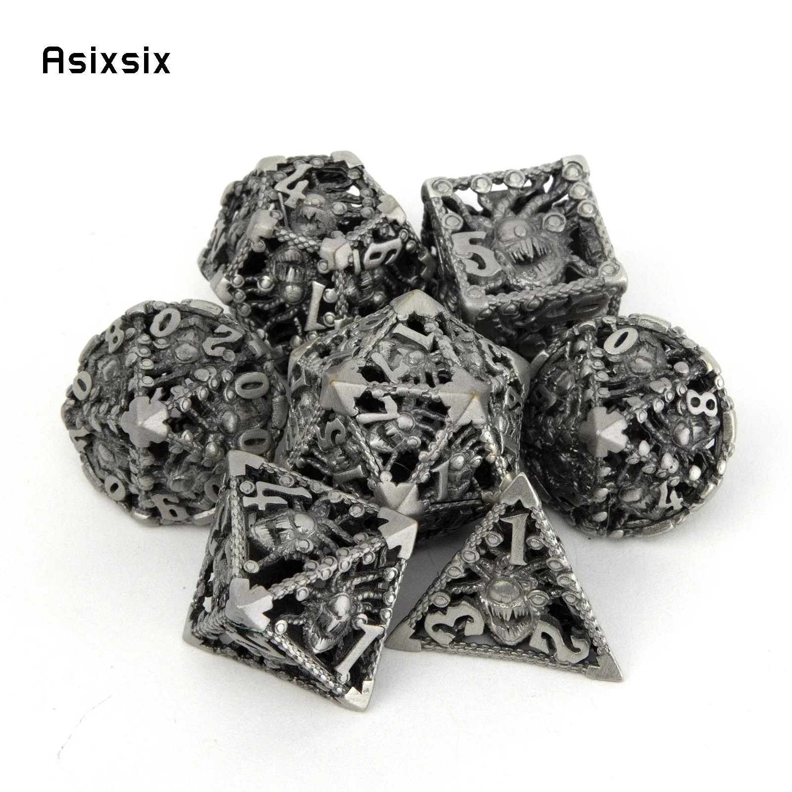 Metal Dice, Perfect For Tabletop Rpgs And Card Games 7 Pcs Silver Octopus Metal Dice Hollow Metal Polyhedral Dice Set Suitable F