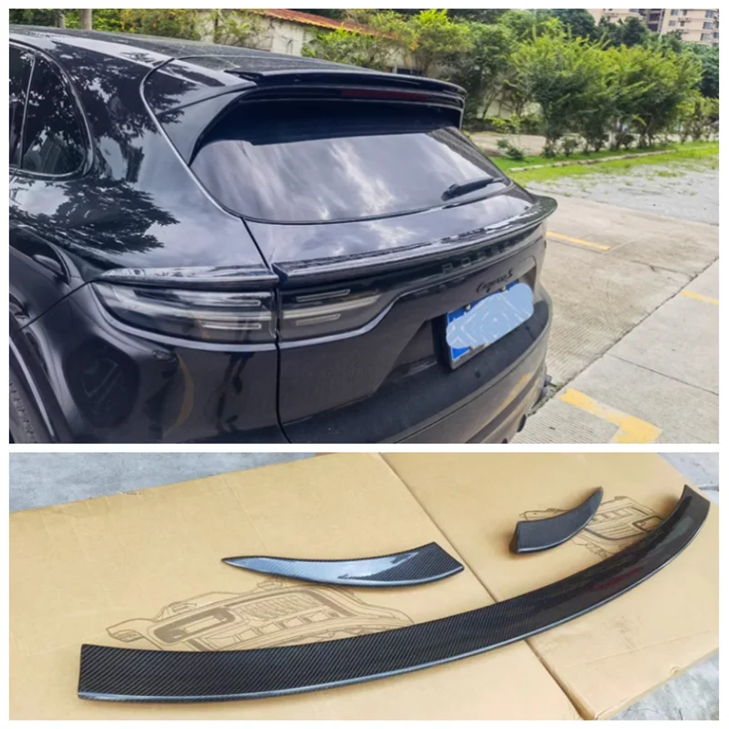 For Porsche Cayenne 9Y0 2018 2019 2020 2021 2022 2023 High Quality Carbon Fiber Rear Trunk Lip Spoiler Splitter Wing