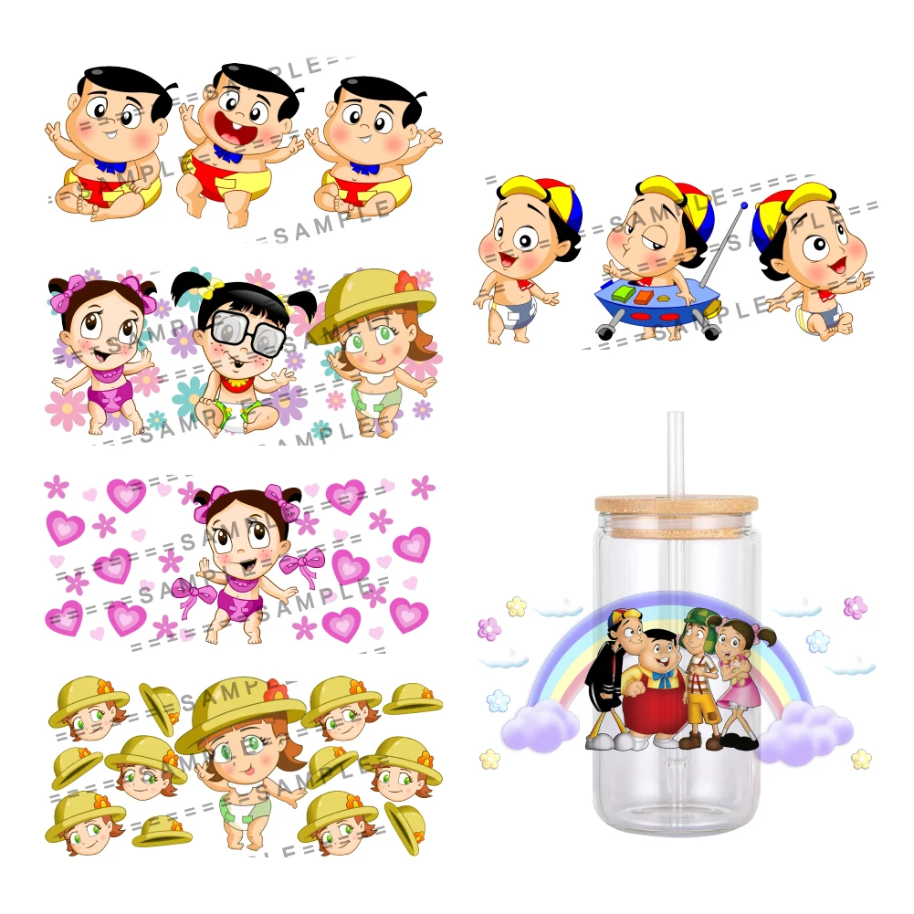 Mexico Cartoon Child Pattern UV DTF Transfer Sticker Waterproof Transfers Decals For 16oz Glass Cup Wrap Stickers