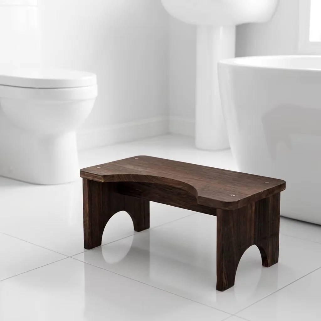 Bamboo Toilet Stool Non-Slip Bathroom Foot Rest, Solid Wood Potty Training Footstool for Adults & Kids