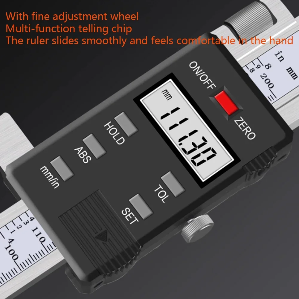 Stainless Steel Digital Display Vernier Height Ruler 0-300mm Scribing Ruler, Drawing Height Measurement, Carbide Scribing Head