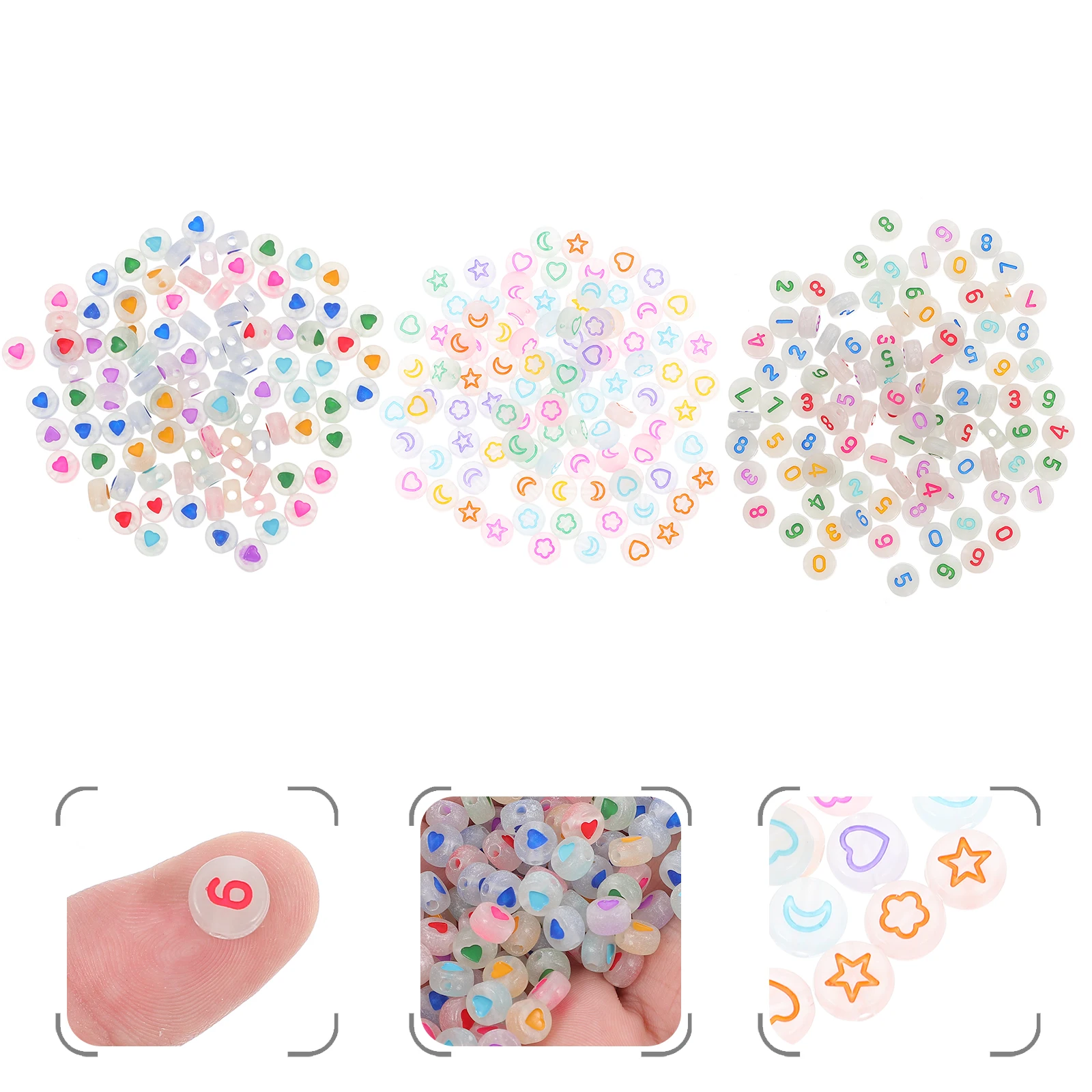 

300Pcs Glow in The Dark Acrylic Beads Stylish Luminous Spacer Beads for DIY Jewelry Making Accessories Craft Charms