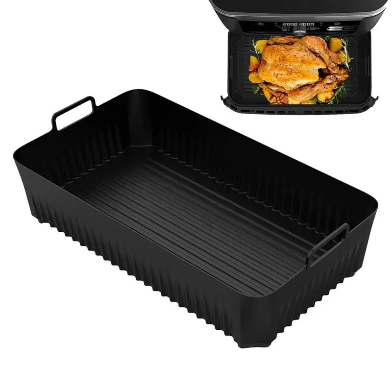 Air Fryer Tray Silicone Mold For Ninja Af500 Air Fryer Liner Basket Reusable Oven Baking Tray Non-Stick Pizza Grill Pan