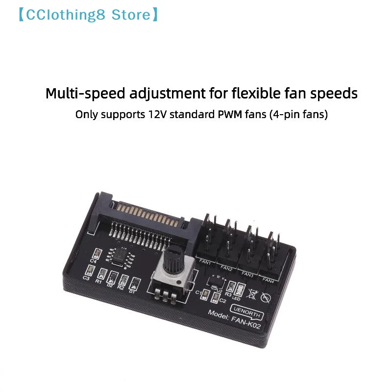 PWM Fan Speed Controller SATA DC Power On 4Pin Fan Governor NAS Server Fan Speed Regulator 4-Way 6-Way PWM Fan HUB 【AliS8】