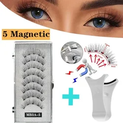 3D Natural Magnetic Eyelashes With 5 Magnetic Lashes Shipping Box Eyelashes Handmade False Gift Reusable Support Drop Magnetic
