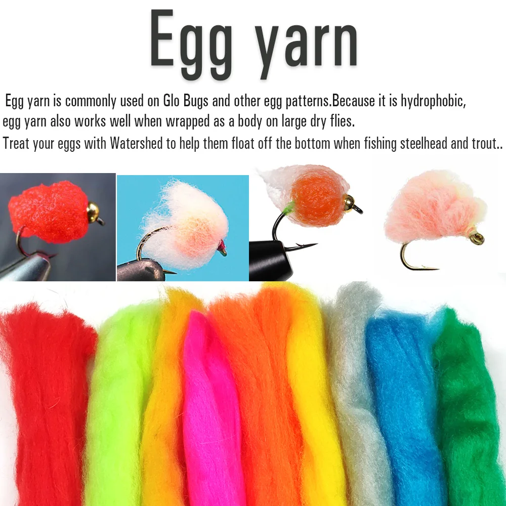 Vtwins Fly Tying Materia Egg Yarn UV Glo Bugs Yarn Fiber Hydrophobic For Egg Patterns Big Dry Flies For Steelhead and Trout