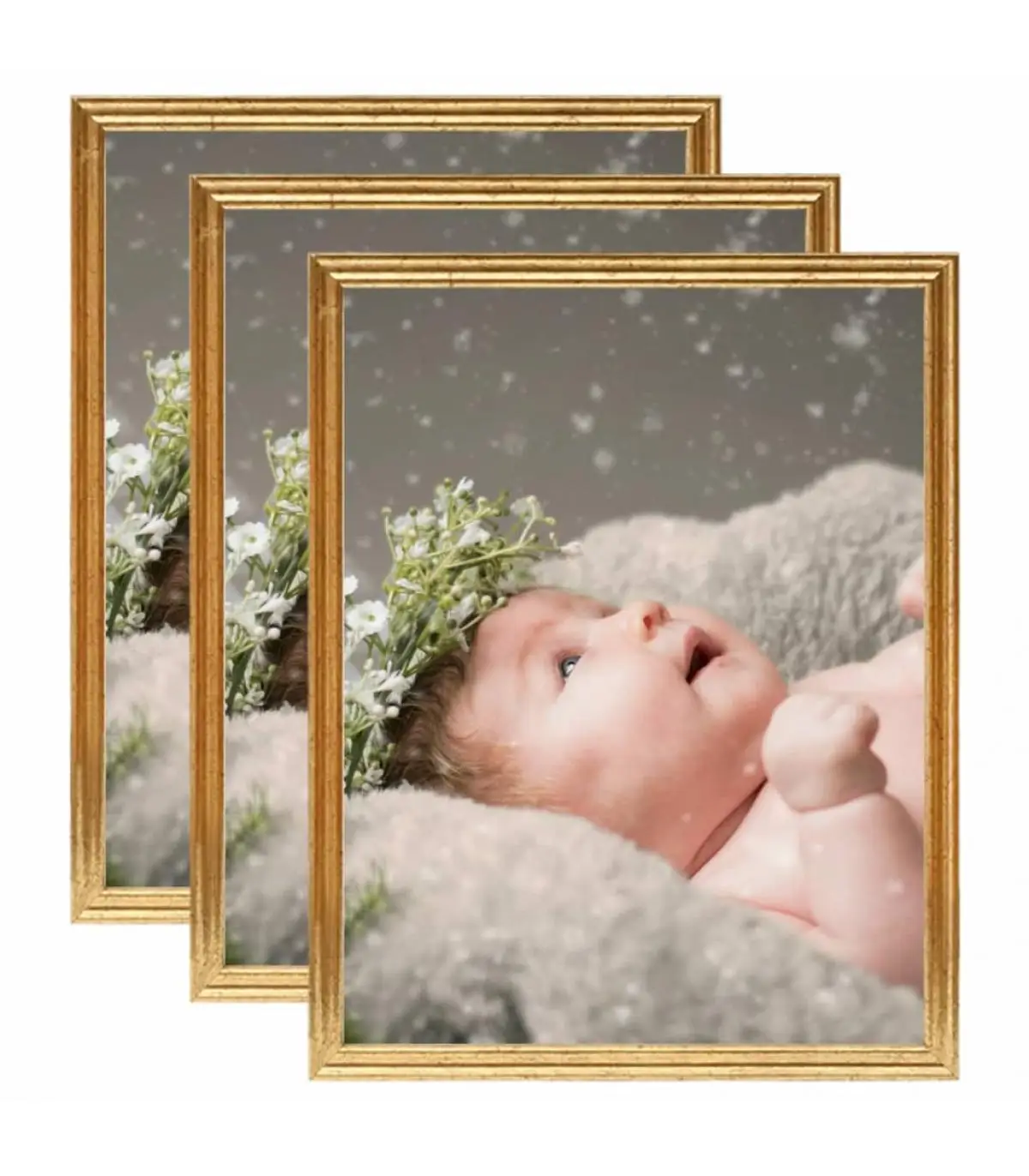 3 Pcf Gold MDF 13x18 cm Photo Frame collage Table Photo Frames