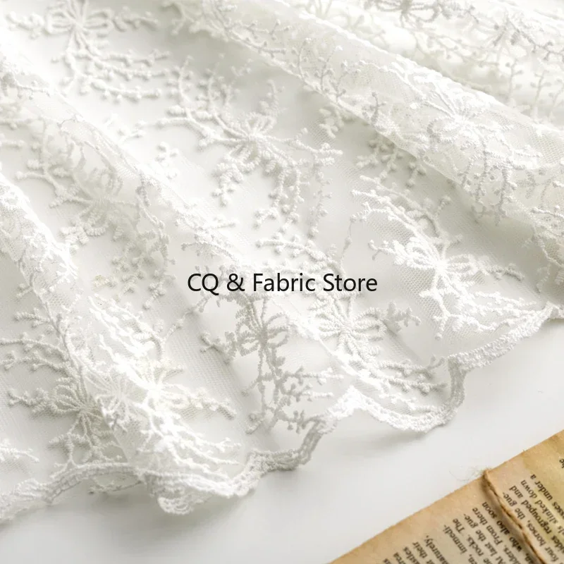 

Сетчатая марлевая ткань, белая вышитая кружевная ткань, платье, юбка, скатерть, фоновая ткань, украшение для дома