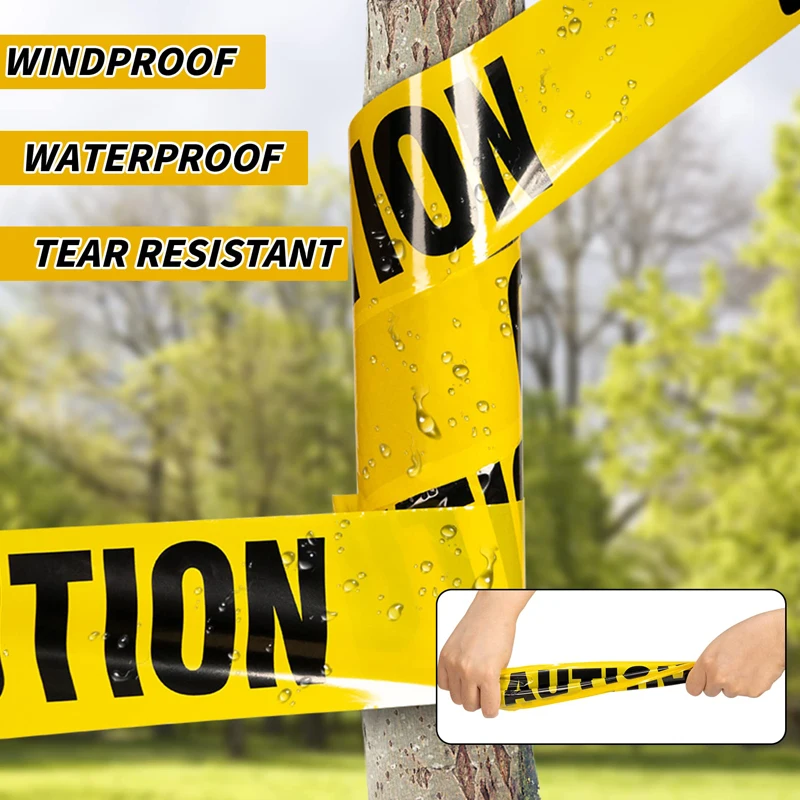 100m/Roll Barricade Safety Tapes With Bold Black Font Text, Maximum Readability For Halloween Decorations Workplace Danger Areas