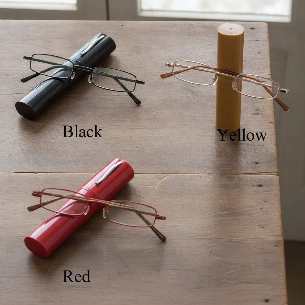 Lunettes de lecture portables et légères, anti-lumière bleue, avec étui en tube à clipser sur stylo, pour hommes et femmes, 1 pièce, +1.0 ~ +4.0