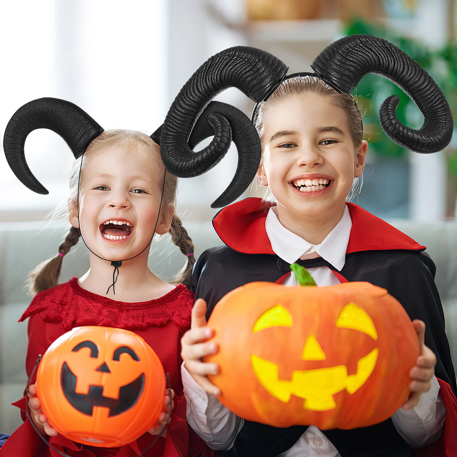 1Set Halloween Party Props Ox Hoop Attractive Durable Comfortable Use Black Halloween Hairband