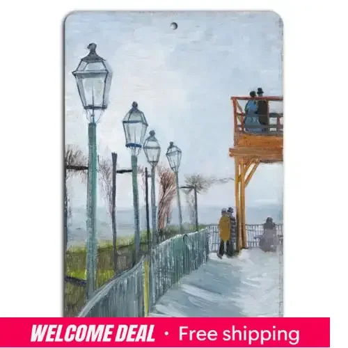 2026 (2D-Blechmalerei) Strandspaziergang: Erfassende Augenblicke am Boardwalk – Aluminium-Blechschild
