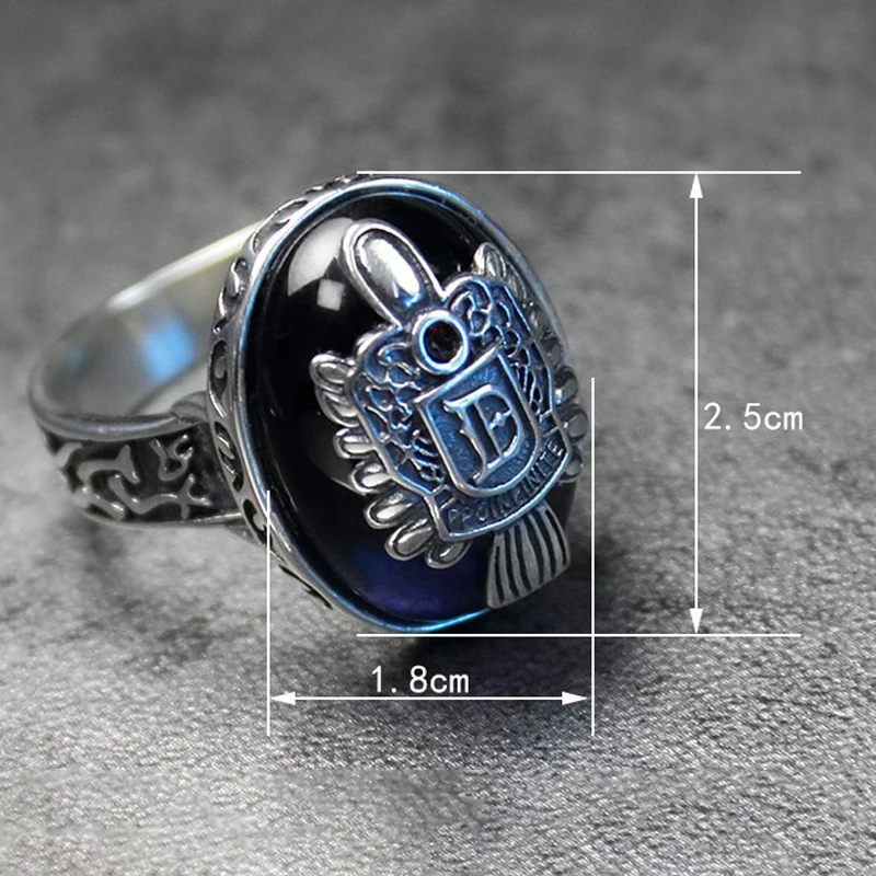 S925 Pure Silver Vampire Diaries Damon Rings 2022 Trend Translucent Blue Spinel Wide Version Domineering Wave Of Men\'s Rings