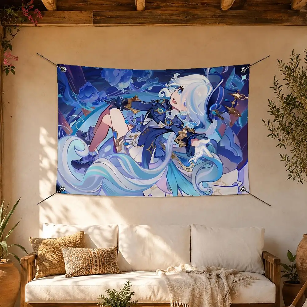 Genshin Impact Open World Flags Room Home Decor Wall‑Hanging Art Banner, Outdoor for Bedroom Party Background Decoration