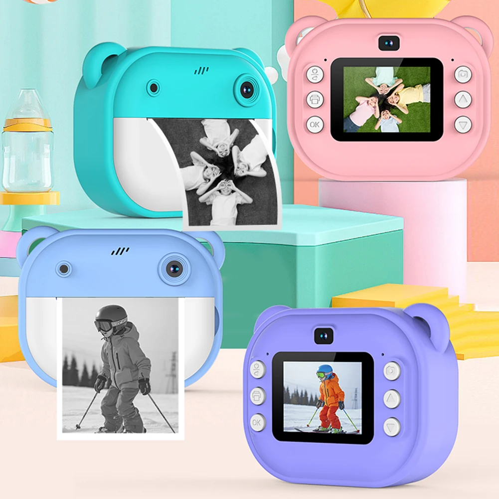 Kids Mini Instant Print Camera with 2 Inch Screen and 2 Rolls of Print Paper for Creative Fun for Ages 3 to 12