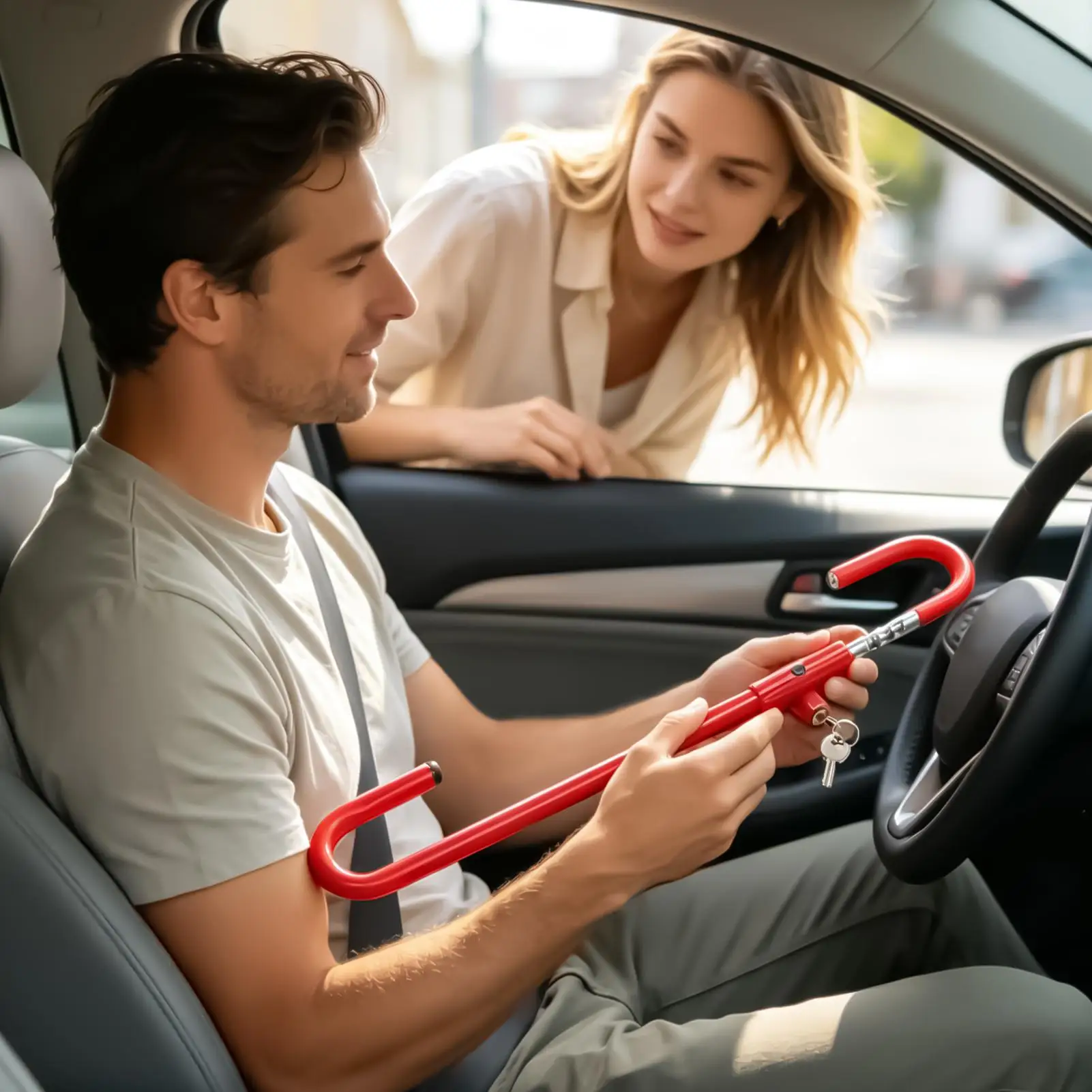 Car Steering Wheel Lock Brake Pedal Protection Locking With 2 Keys Steering Wheel Lock Anti Theft Device for Trailer Auto