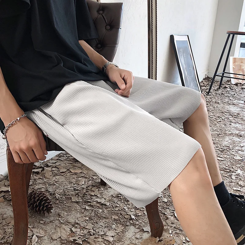 NEW Striped Shorts Men And Women Elastic Waist Solid Loose Wide Leg Sportswear Pleated Drawstring Mens Shorts Casual Sweatshorts