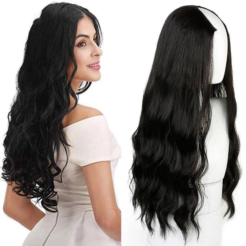 Long Wavy Culry U-Shaped Half Wig for Women 24