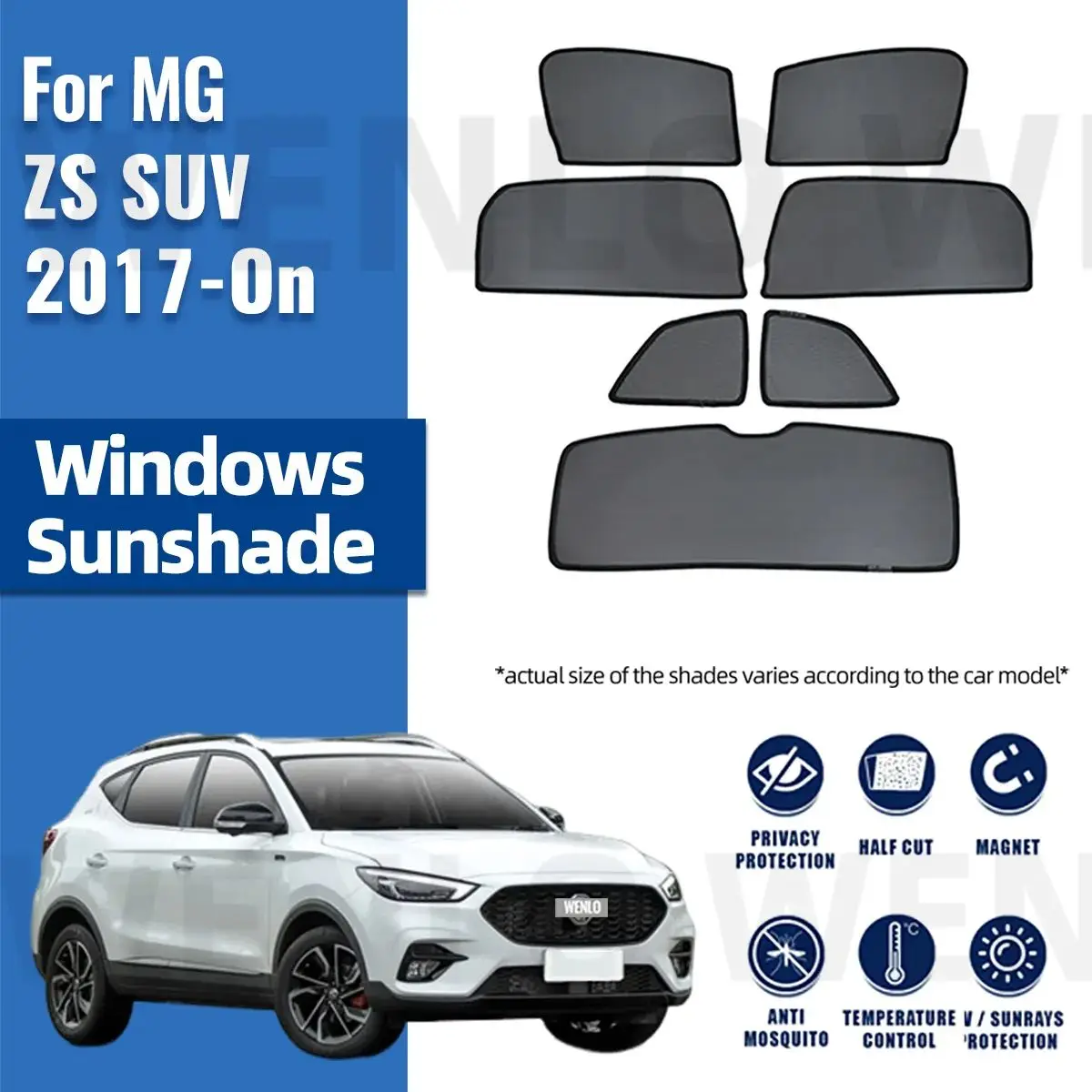 

For MG ZS EV SUV 2017-2024 Magnetic Car Sunshade Visor Front Windshield Frame Curtain Baby Rear Side Window Sun Shade Shield