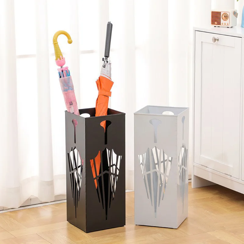 

Metal Umbrella Holder Freestanding Square Hollow Out Umbrella Holder Rain Collection Umbrella Organizer For Entryway Home Office