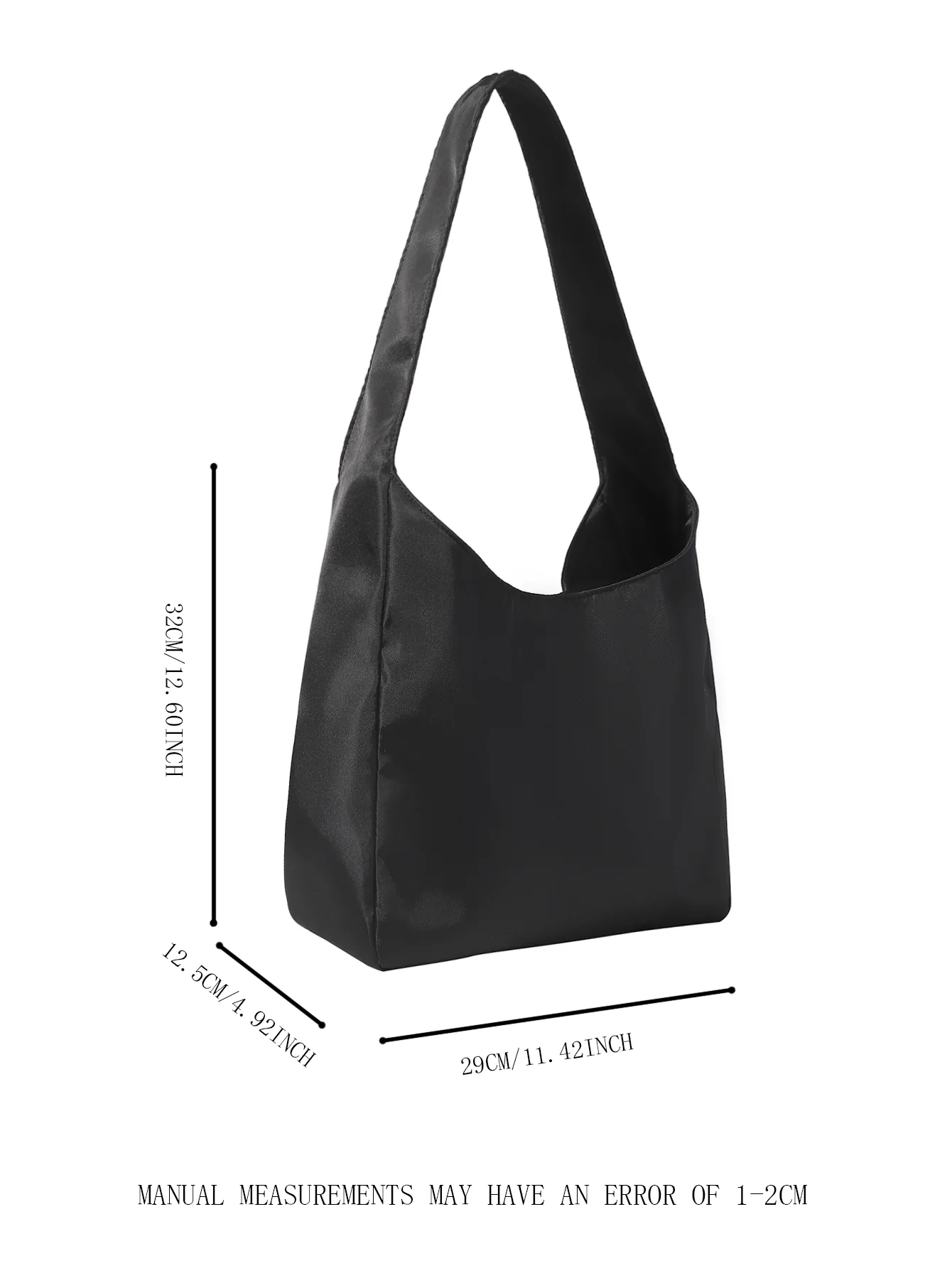 Tote bag mami bag widen shoulder strap black simple fashion large capacity button closure inner pocket student bag