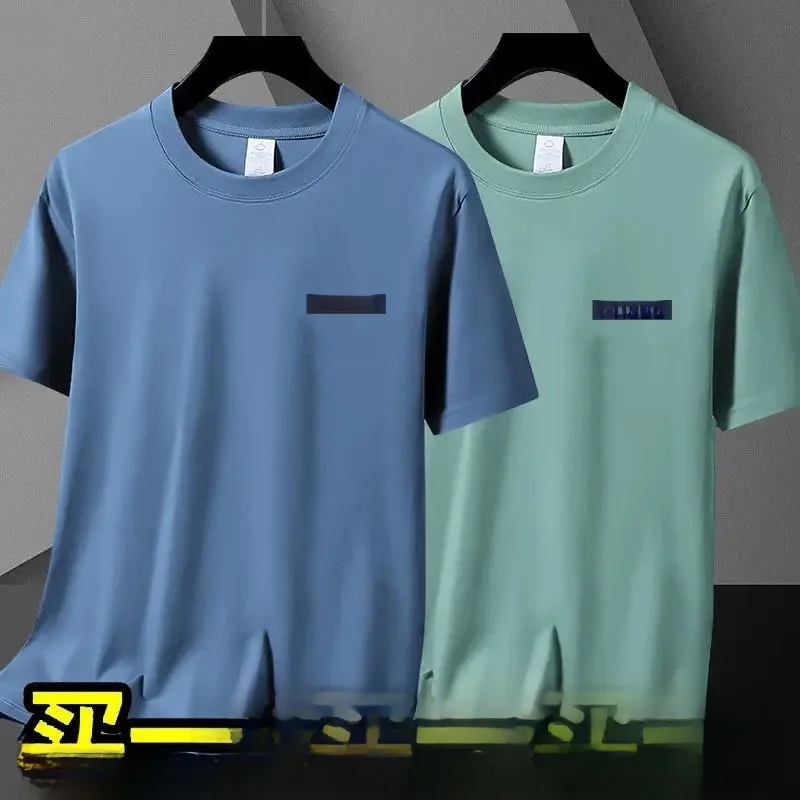 

Men's Ice Silk ort Sve T-irt Breathable Loose Fit Summer Casual Wear Qui Dry Polyester Fiber round Ne Letter Print