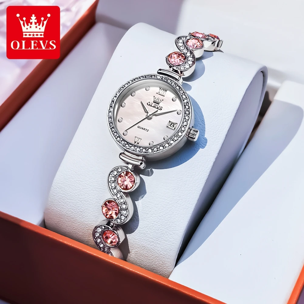 OLEVS brand watch fashion personality S-shaped full diamond bracelet for women waterproof watch for women 5633