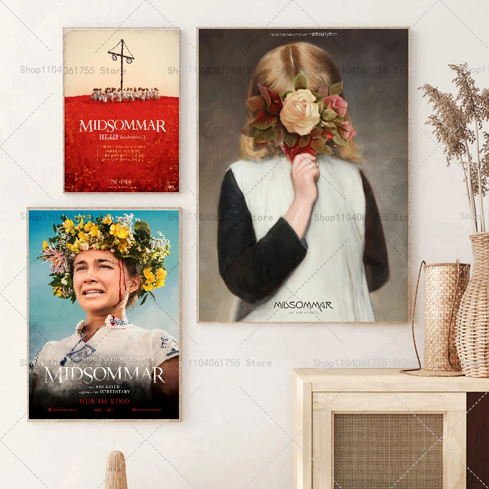 1PC Midsommar Movie Poster Self-adhesive Art Waterproof Paper Sticker Coffee House Bar Room Wall Decor