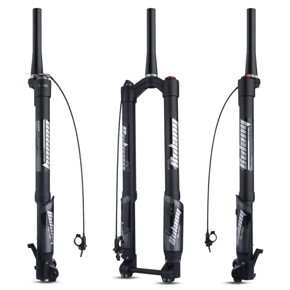 

MTB Air Suspension Fork, Inverted Gas Boost Fork, Thru Axle, Steerer Cone Stanchion 34mm Travel 140mm, 26, 27.5, 29, 15x110mm