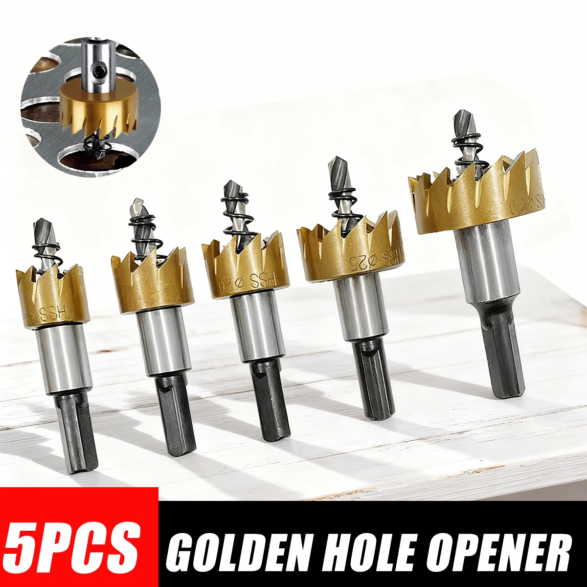 

5-Piece Set HSS Hole Saw 16-30mm Cobalt High Speed Steel Stainless Steel Tool Set For Metal Stainless Steel Drilling Metalworkin