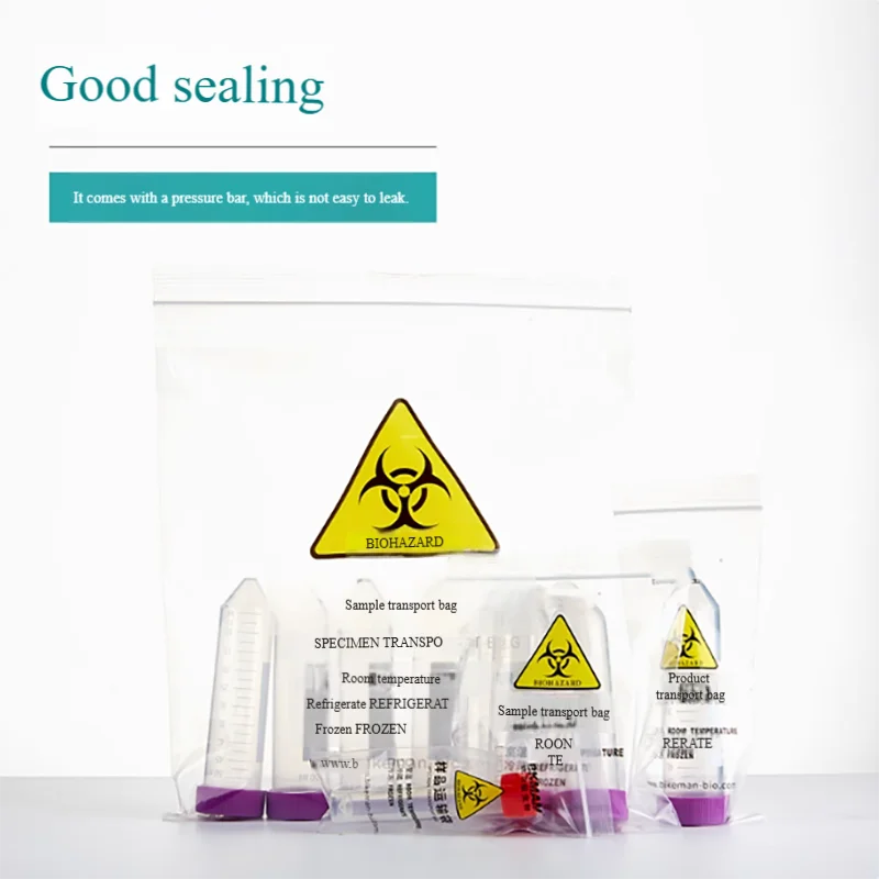 100PCS Disposable sample specimen transport bag laboratory ziplock bag thickened seal bag label bag transparent PE