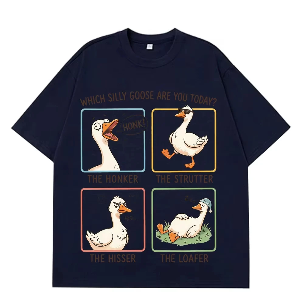 Silly Goose Mood Chart Funny Meme T-shirt Men Women Fashion Casual T-shirt Short-sleeved Loose Cotton Aesthetic Trend T-shirts
