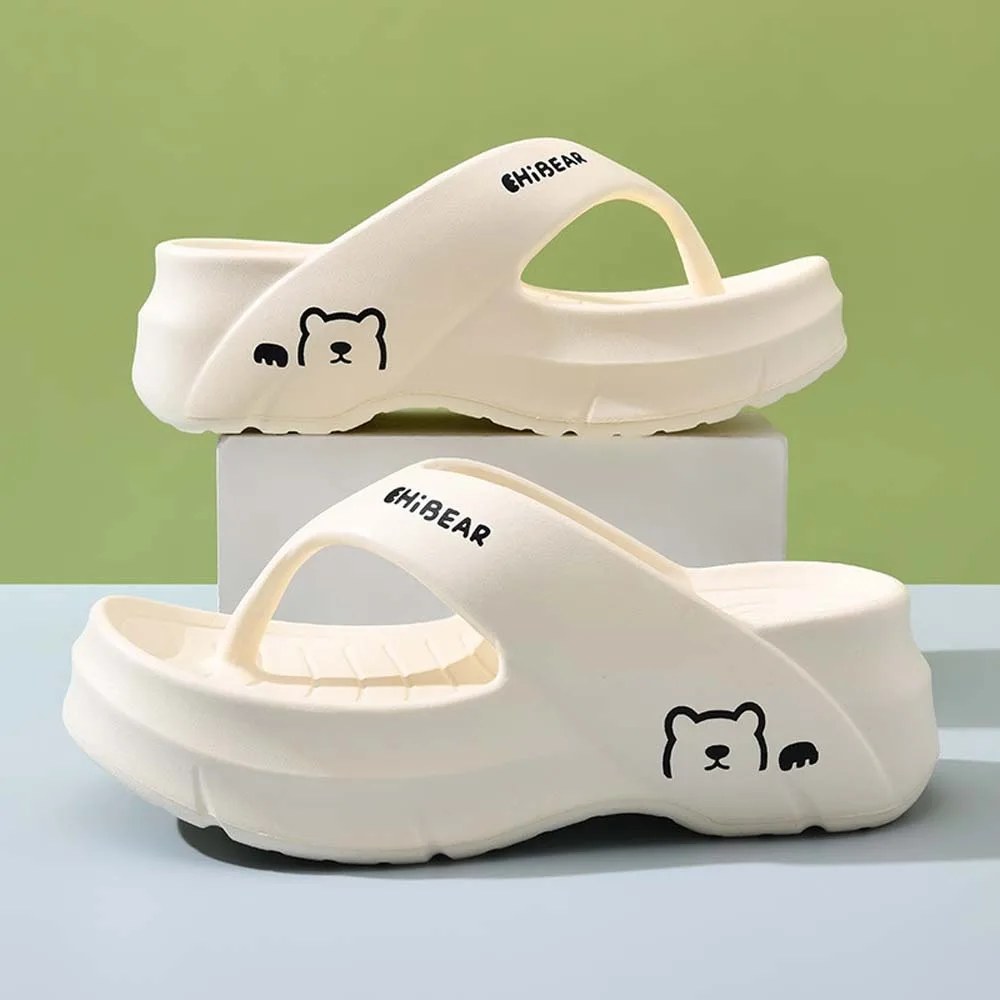

Pool Anti-slip Thick Soled Flip-flop Cartoon Bear Adult EVA Slippers Resilience Wear-resistant Bathroom Sandals Summer