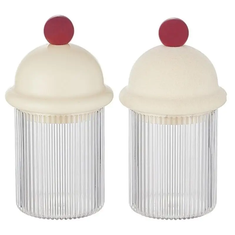 

G6KF Hair Tie Decorative Bathroom Storage Container Toothpick Holder Makeup Removal Cotton Swab Can with Lid