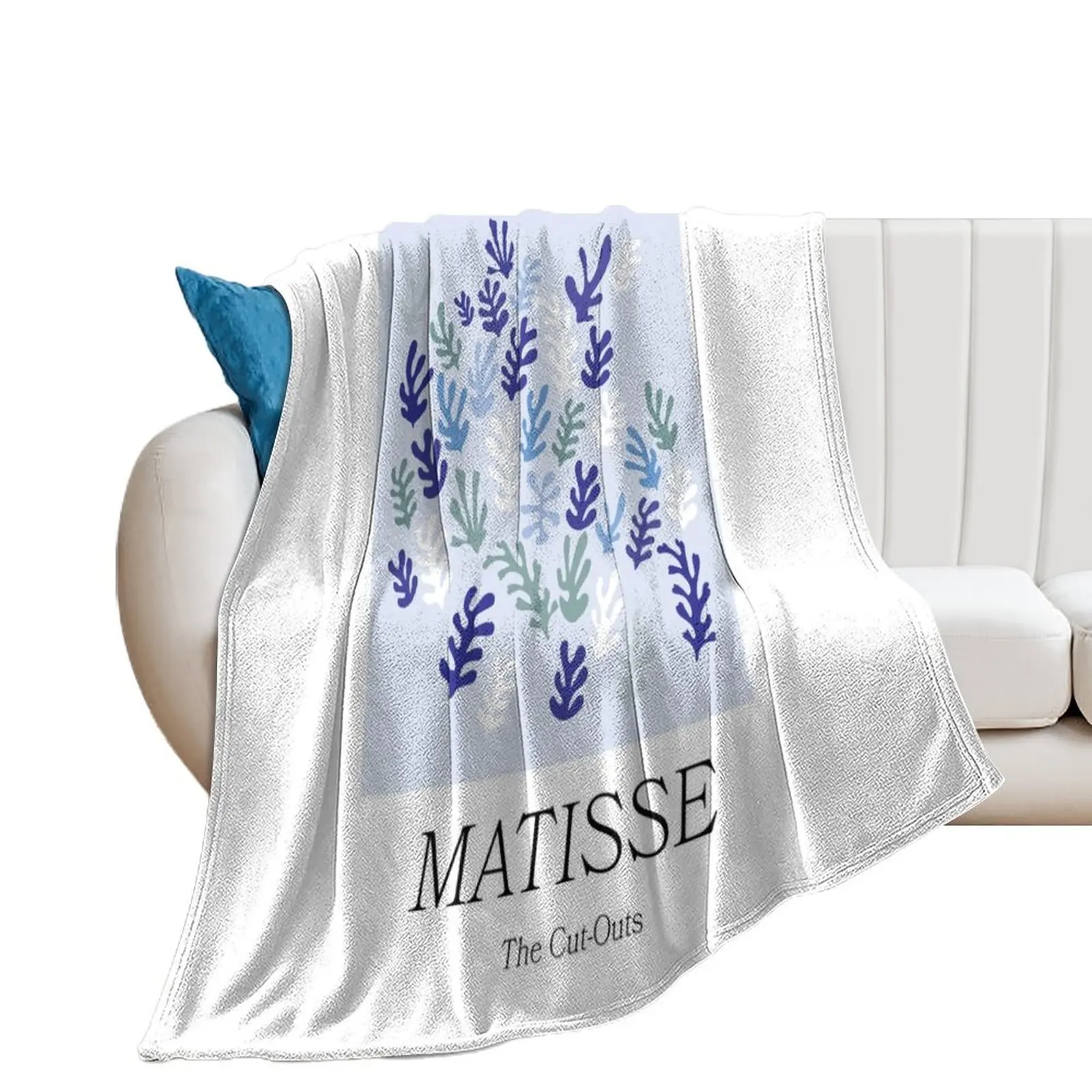 MATISSE Cut-Outs in Blue Throw Blanket bed plaid Soft Beds Luxury Throw Picnic Blankets