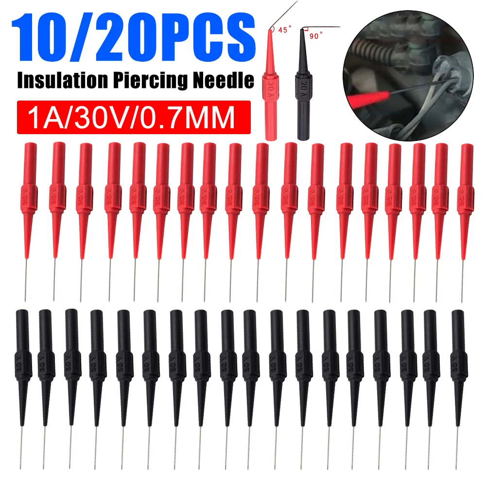 20Pcs 30V Diagnostic Tools Multimeter Test Lead Extention 0.7MM Back Piercing Needle Tip Probes Car Automotive Test Probe Kit ﻿