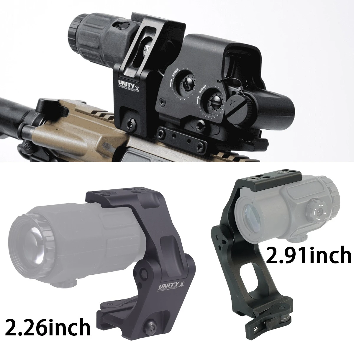 

UNITY FAST FTC OMNI Magnifier Riser Mount 2.26/2.91 Inch Scope Sight Folding For G43 G45 3X T01 T02 Airsoft Riflescope 553 558
