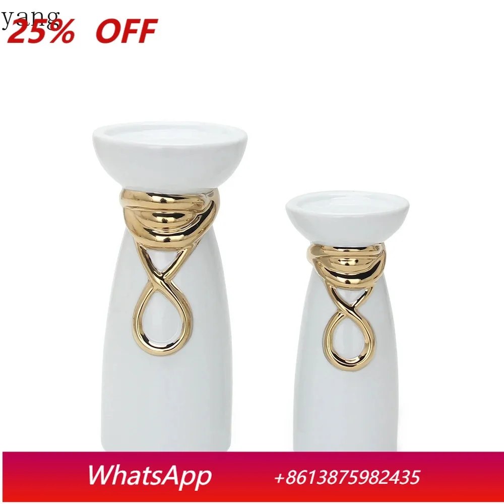 CX modern light luxury electroplated candle holder ceramic handicraft ornament