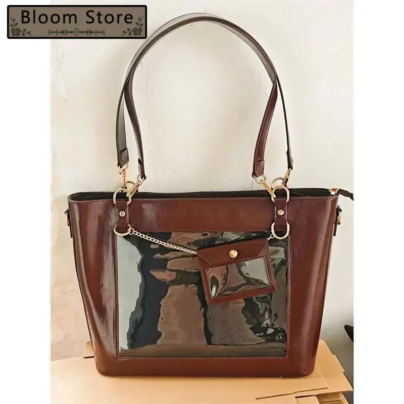

Bloom Transparent Brown Ita Women 2025 New Large Capacity Pain Bags Handbag Ladies Vintage Shoulder Tote Bag Aesthetic
