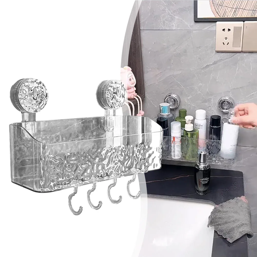 Bathroom Organizer Light Luxury Pattern Bathroom Storage Long-Lasting Adsorption Quick Installation Suction Cup
