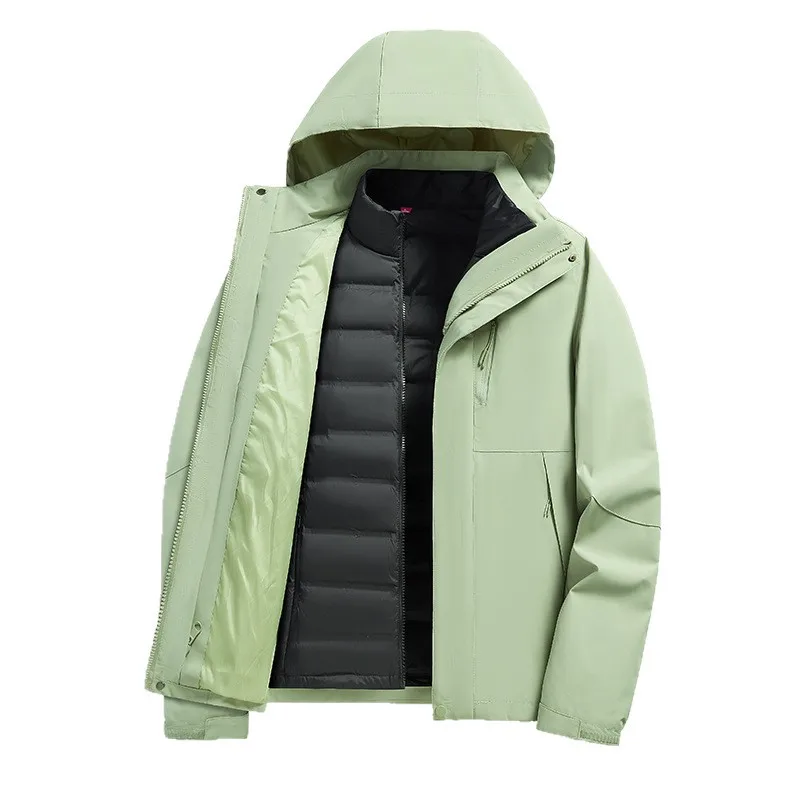 Autumn and winter down jacket three-in-one removable men's women's windproof waterproof and warm outdoor mountaineering suit