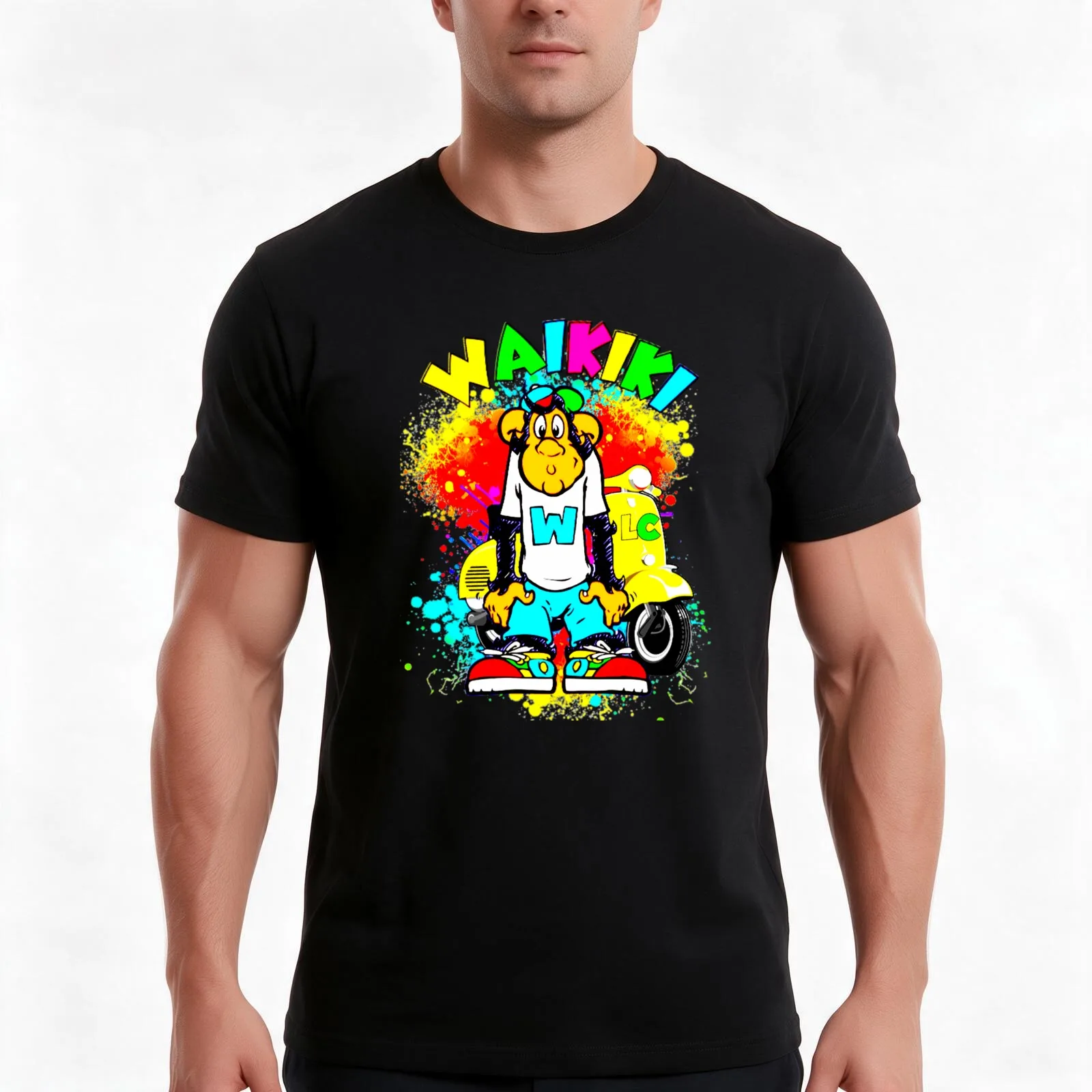Waikiki, friends T-Shirt, Summer Casual Cotton Tee, Oversized Streetwear Tops, Vintage Graphic Print, Loose Fit Short Sleeve