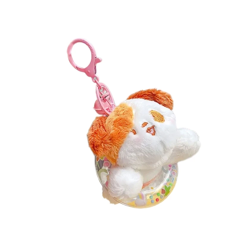 Plush Swimring Dog Keychain for Kids Girl Cartoon Ornament Bag Hanging Pendant Backpack Decors Collectible Keyring Charm