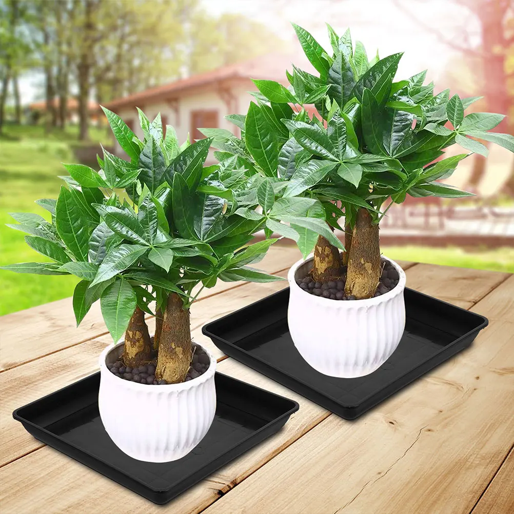 

4pcs Plastic Plant Saucers Rectangle Flower Pot Trays Drip Water Drainage Tray For Indoor Outdoor Garden Use Multi-Use Pp