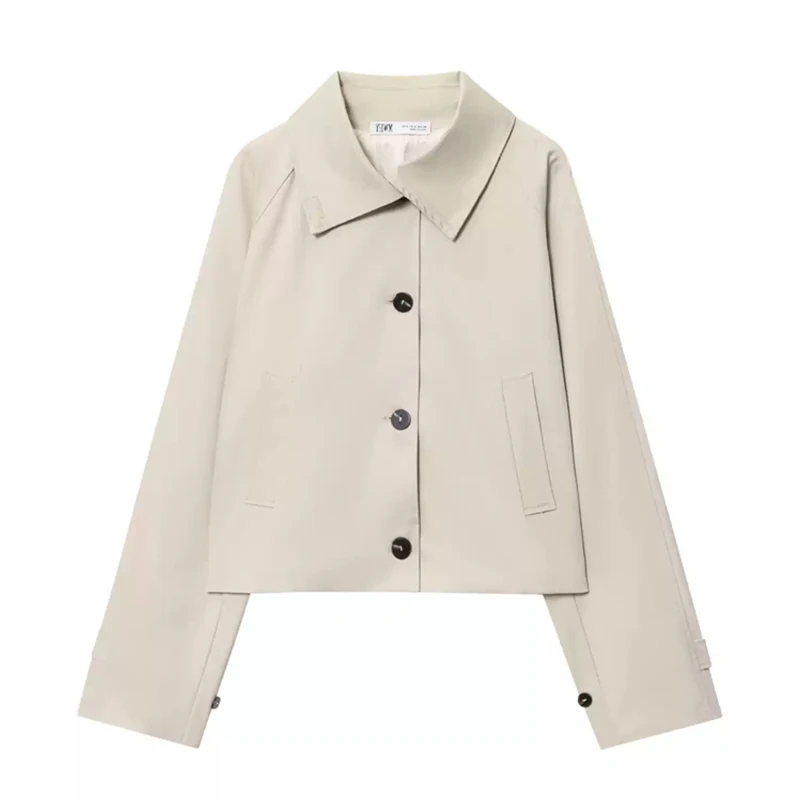 

Winter Autumn Loose Cropped Windbreaker Cardigan Jacket Women Short Coat Woman Outerwear Warm Female Streetwear Tops