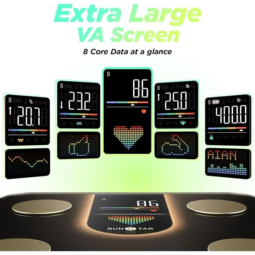 FirmHome Store8-in-1 VA Display Smart Scale: High Precision Digital Bathroom Scale For Body Weight, Heart Rate, BMI, Body Compos