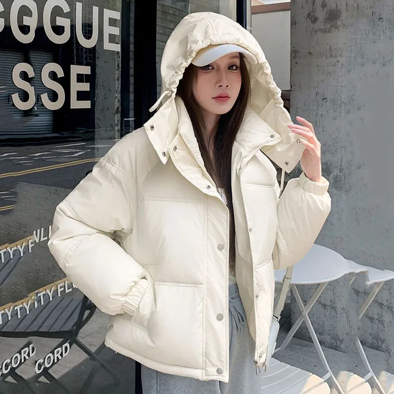 Lucyever Korean Style Short Hooded Parkas Women Autumn Winter Thicken Warm Cotton-Padded Jacket Fashion Loose Puffer Bread Coat