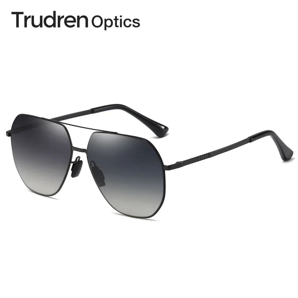 Trudren Stainless Steel Oversized Square Aviation Sunglasses for Men Rimless Navigator Polycarbonate Polarized Sun Glasses 1477