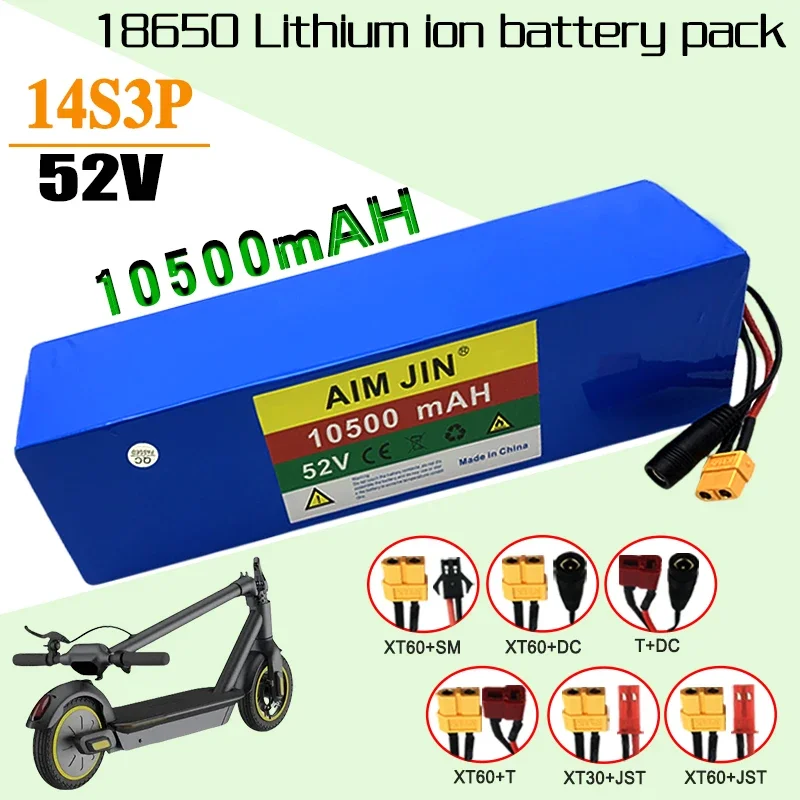 

52V 14S3P Power Battery 18650 Rechargeable Lithium Battery Pack Actual Capacity 10500mAh 800W for Electric Bicycles and Scooters