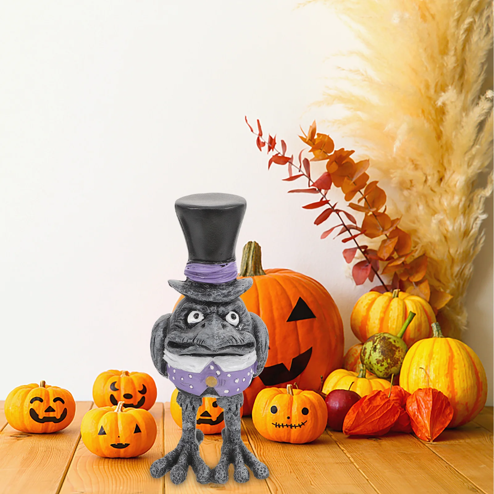 

1pcs Halloween Crow Decor Resin Small Raven Statue For Party Haunted Prop Scary Cartoon Ornament Simulation Party